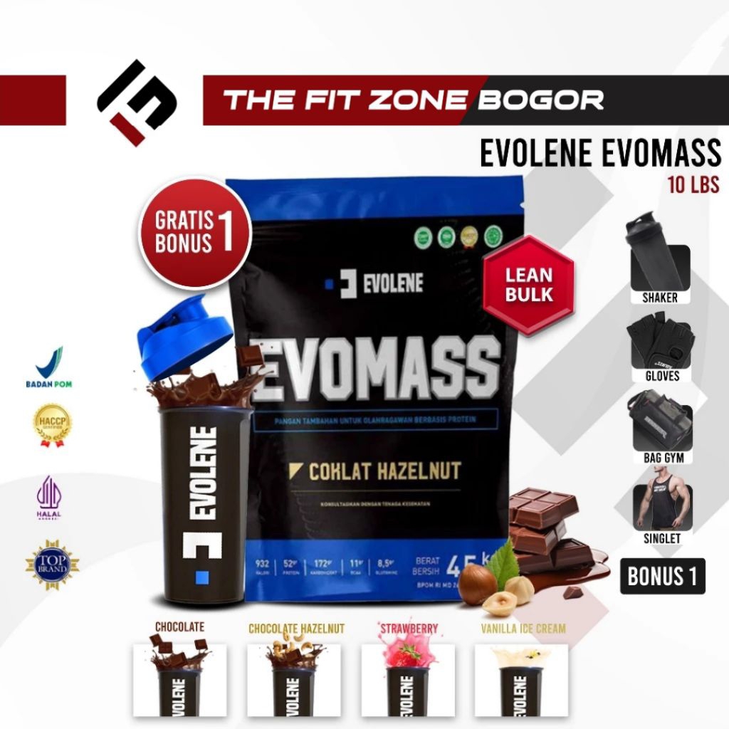 EVOLENE Evomass Gainer 10 Lbs 4500 Gram Weight Mass Gainer Evolene Evo mass BPOM HALAL