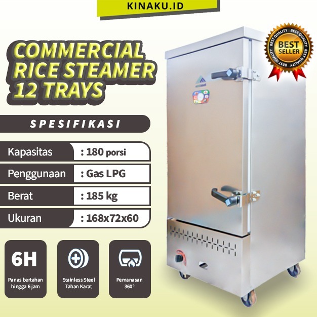 Rice Steamer 12 tray / steamer gas 12 tray / 12 nampan / mesin pengukus nasi 12 trayRice Steamer 12 