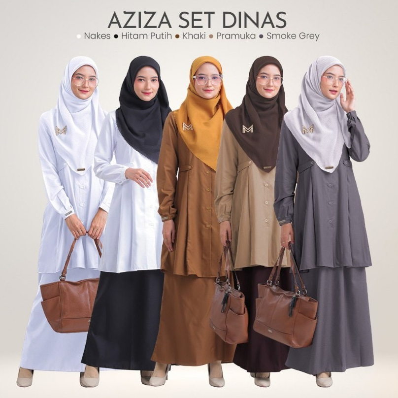 One Set Dinas, Aziza One Set Dinas, Set Baju Kerja, Tunik Kerja, Seragam PNS, Seragam Kerja Khaki