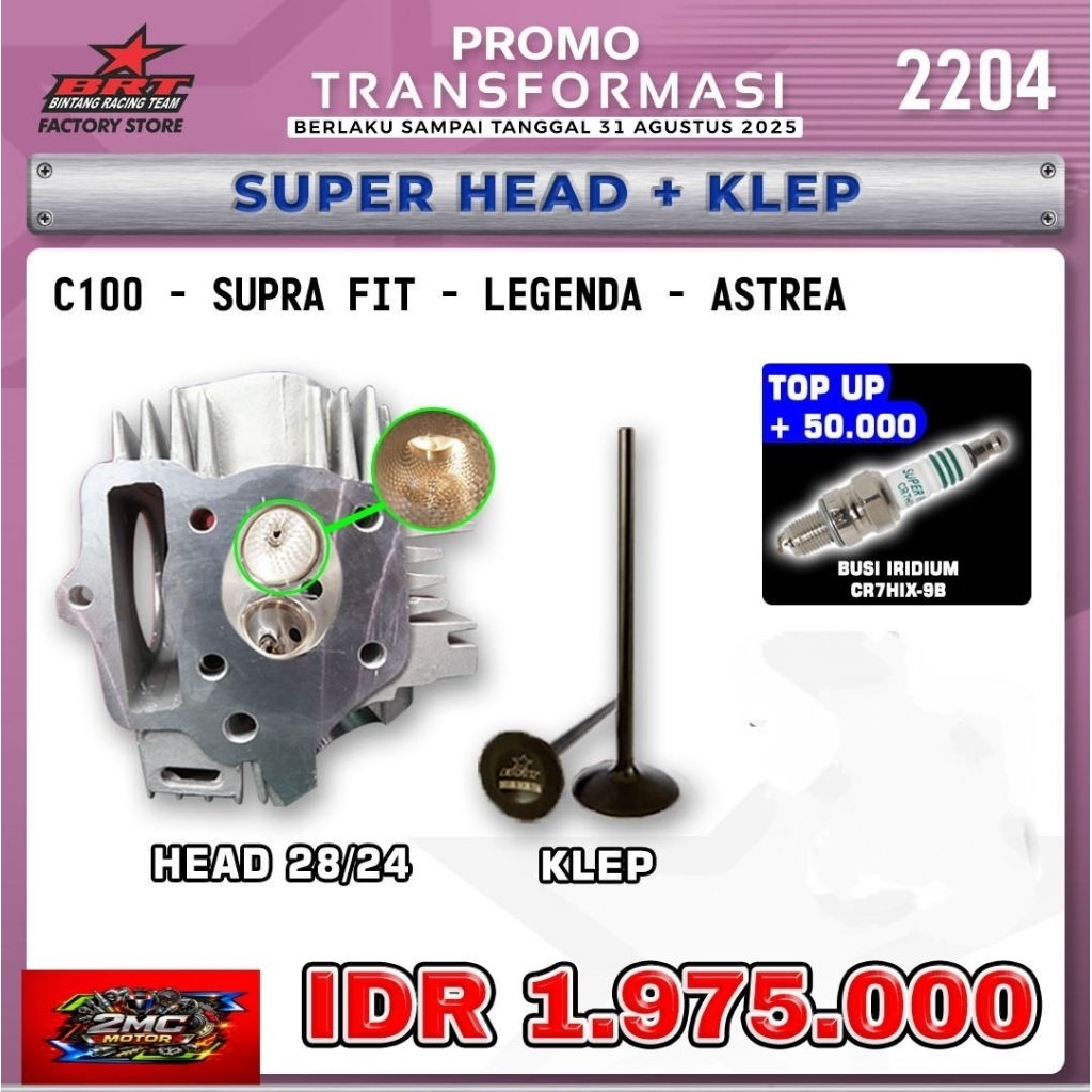 Head Porting CNC & Klep BRT C100/Supra Fit/Legenda/Astrea - Bintang Racing Team