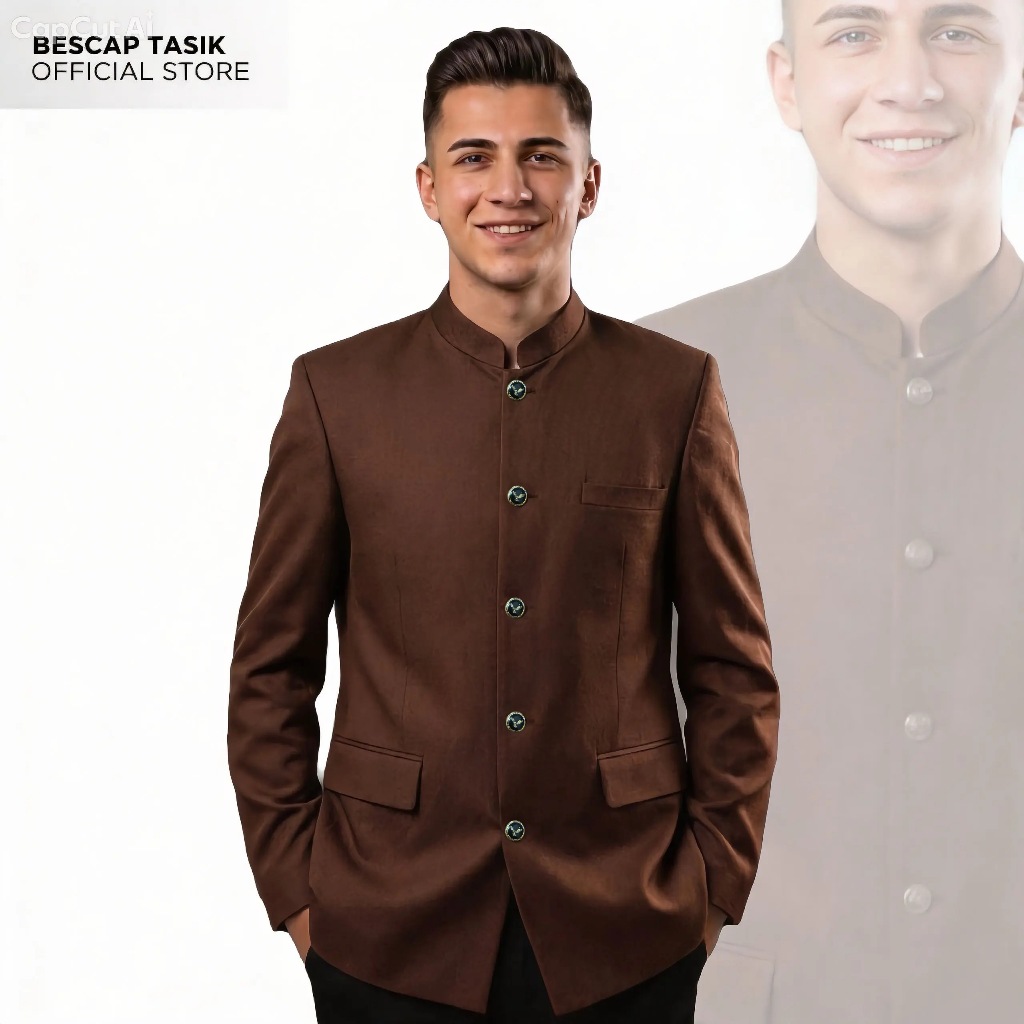 BESCAP TASIK - Jasko Coklat Tua Polos Jasko Mahogani Jas Koko Pria Jasko Polos Jas Santri Beskap Bap