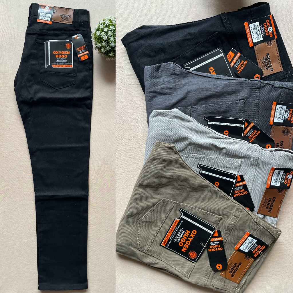 Oxygen Hugo Celana Panjang Pria Bahan Canvas Slimfit