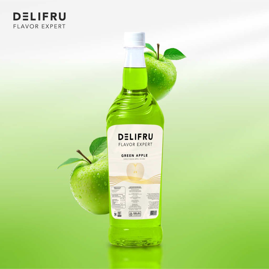Syrup Green Apple Delifru 1 Liter - Sirup Buah Apel Hijau Premium