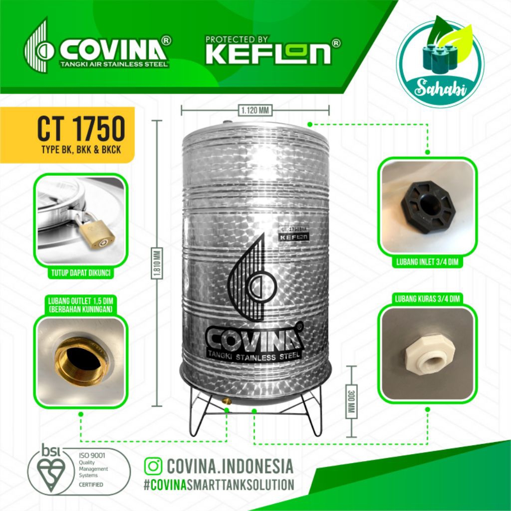 Tandon Air / Toren Air / Tangki Air Stainless COVINA 1750 BKK Invoice