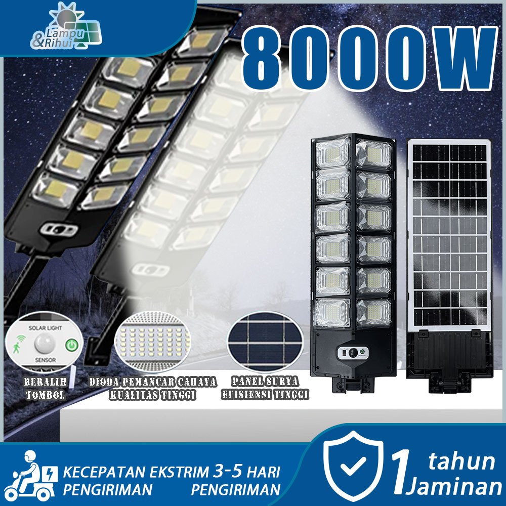 8000W Lampu jalan tenaga surya, lampu baterai tenaga surya, lampu luar ruangan LED, lampu taman tena