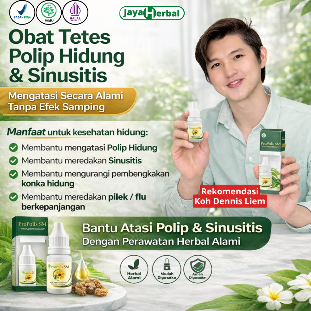 Obat Tetes Polip Hidung, Sinusitis Menahun, Konka Hidung, Hidung Bau Busuk, Rhinitis - Propolis SM B
