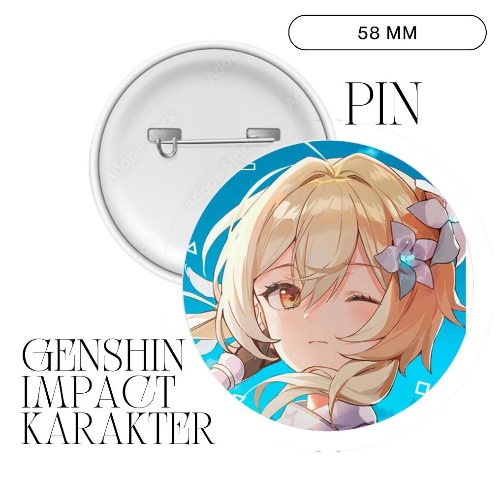 PIN GENSHIN IMPACT KARAKTER 58 MM IDOL ANIME UNOFFICIAL AMBER AYAKA CHILDE GANYU ITTO KAEYA KEQING