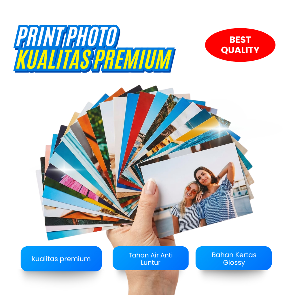 Cetak Foto Premium Kertas Glossy Anti Luntur / Cuci Print Photo Custom Ukuran 3R 4R 5R 10R 12R