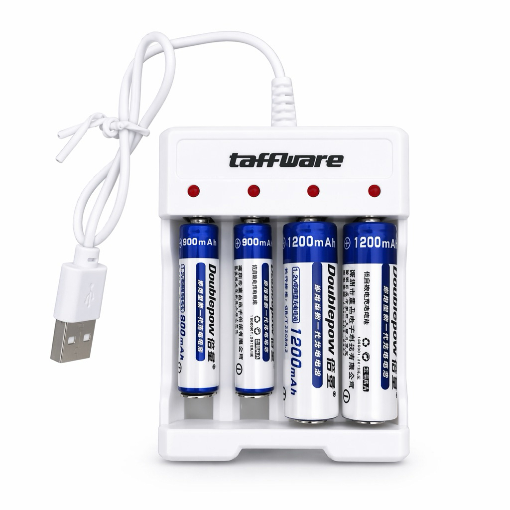 Charger Baterai AA/AAA USB Plus Baterai AA Rechargeable 1200 mAh dan Baterai AAA Rechargeable 900 mA