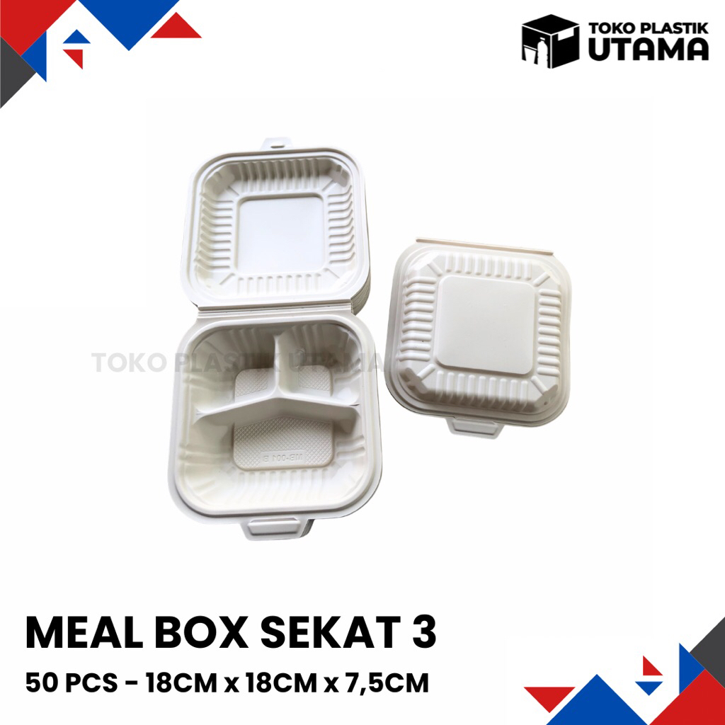 meal box sekat 3 merak isi 50 pcs