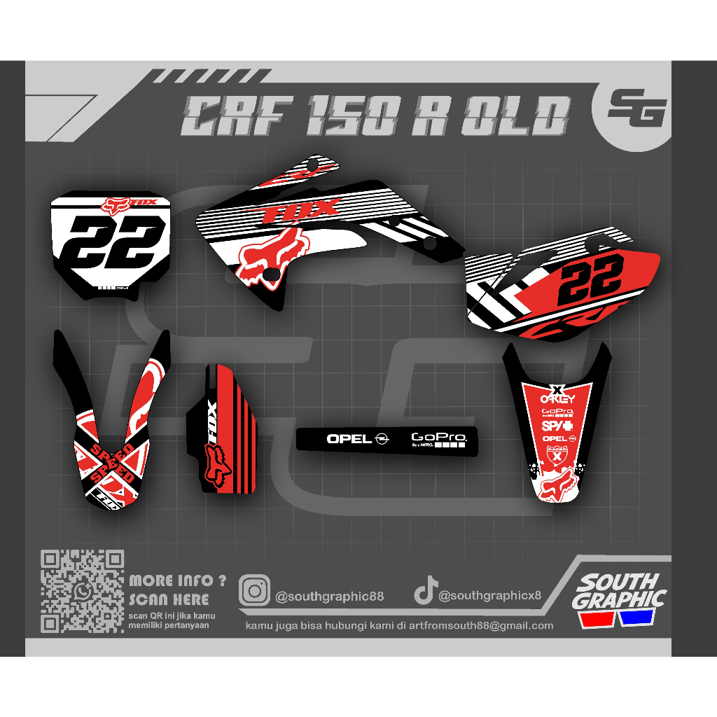 decal crf 150 old/lama fox custom anti pudar