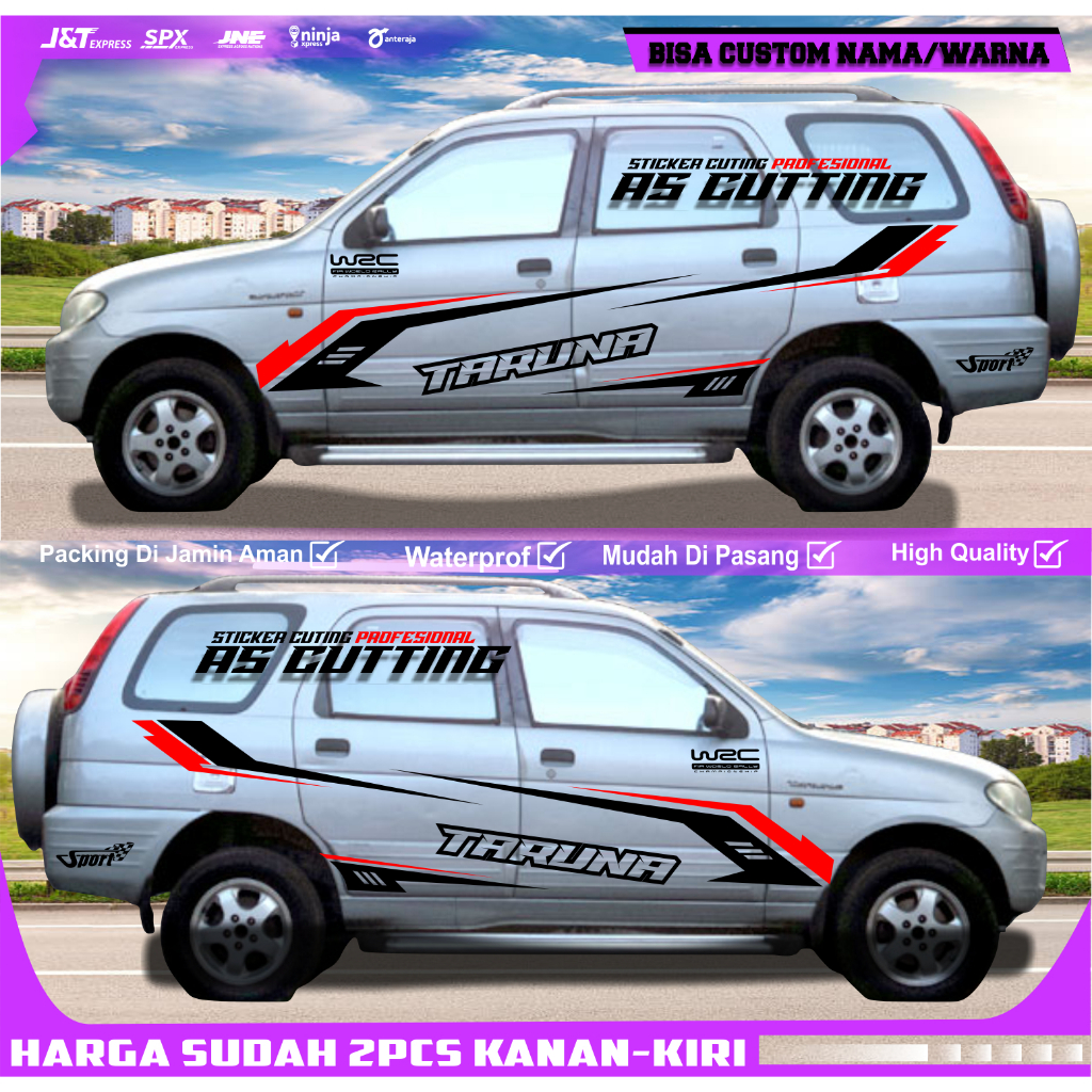 2PCS Stiker Mobil Taruna Body Samping Cutting Stiker Taruna Sport