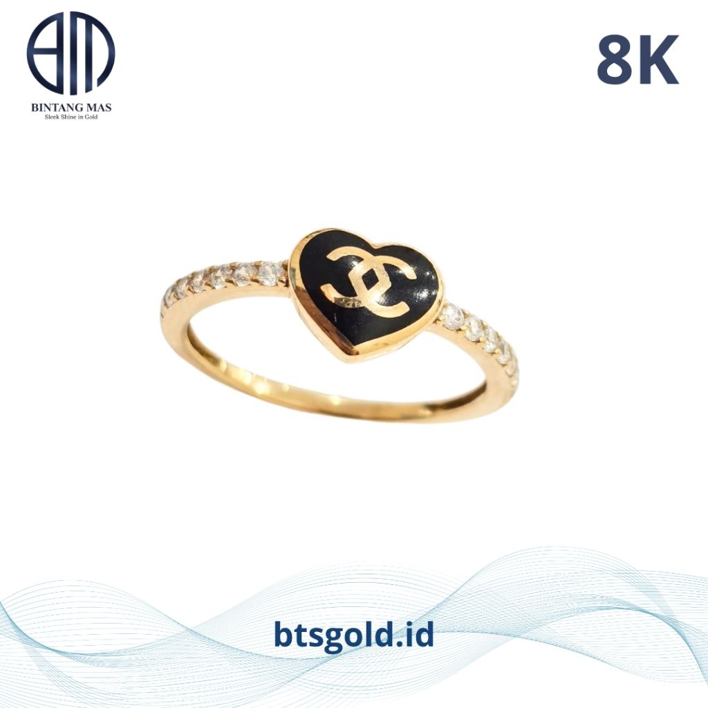 Cincin Emas Love Permata Putih | 8K