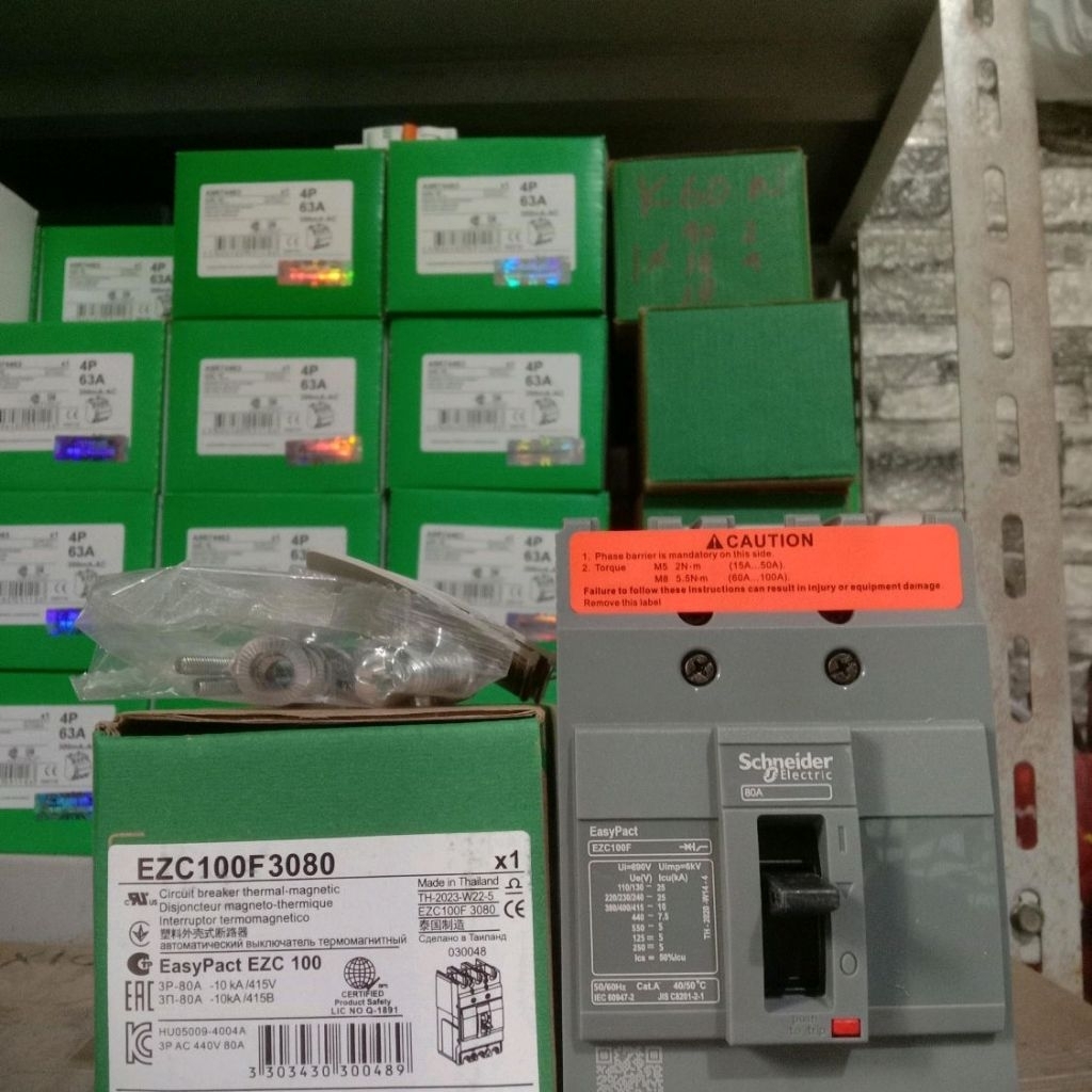 MCCB/BREAKER SCHNEIDER NEW EZC100F 3P 80A SCHNEIDER 80 AMPER