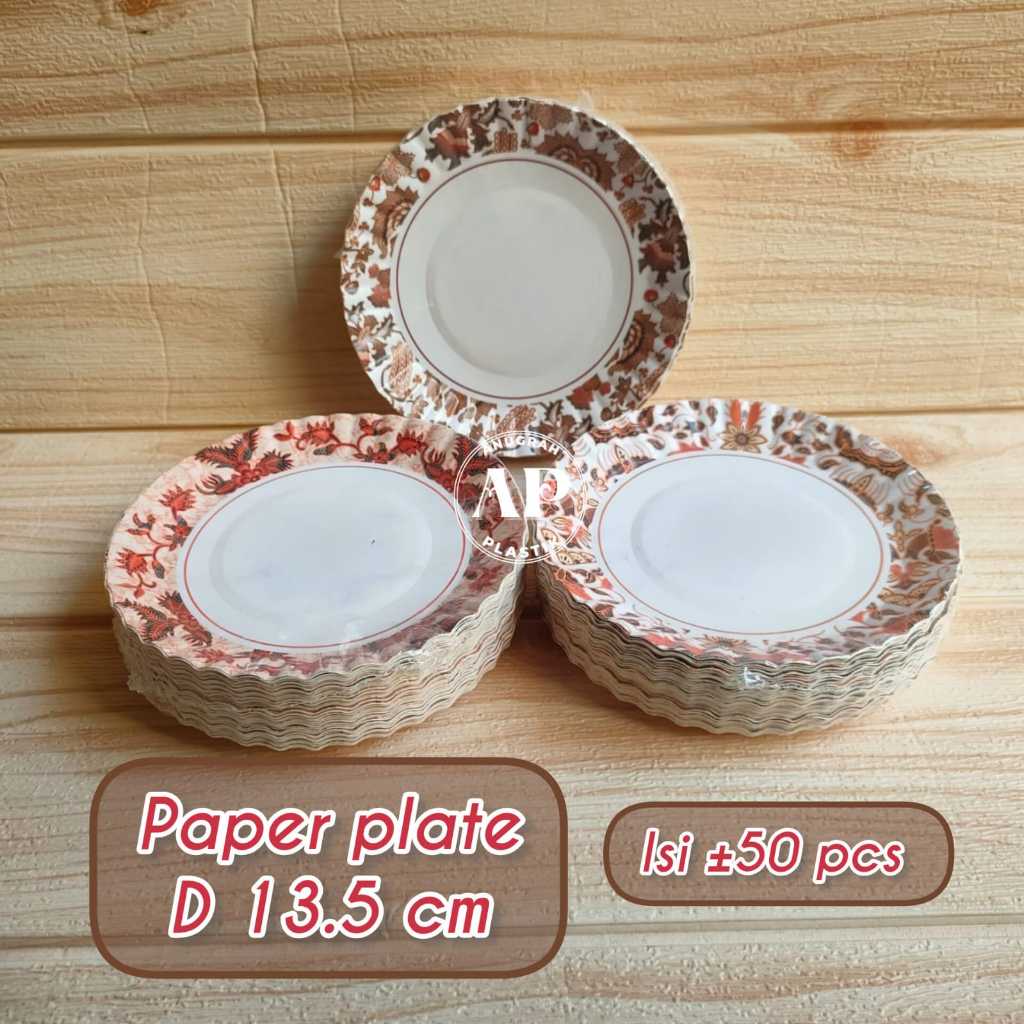 Piring kertas Motif KECIL / Paper Plate KECIL / piring kue motif Kotak  dan Bulat OKEY KikY