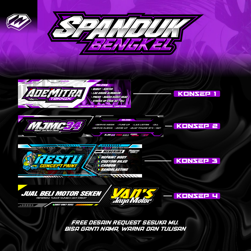 CUSTOM SPANDUK BENGKEL / SPANDUK RACING / BANNER BENGKEL / BANNER RACING