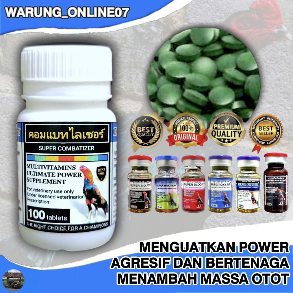 Kamlang Super Combatizer 100 Tablet - Doping Ayam Penambah Stamina Agresifitasi Nafas Loss Serta Men