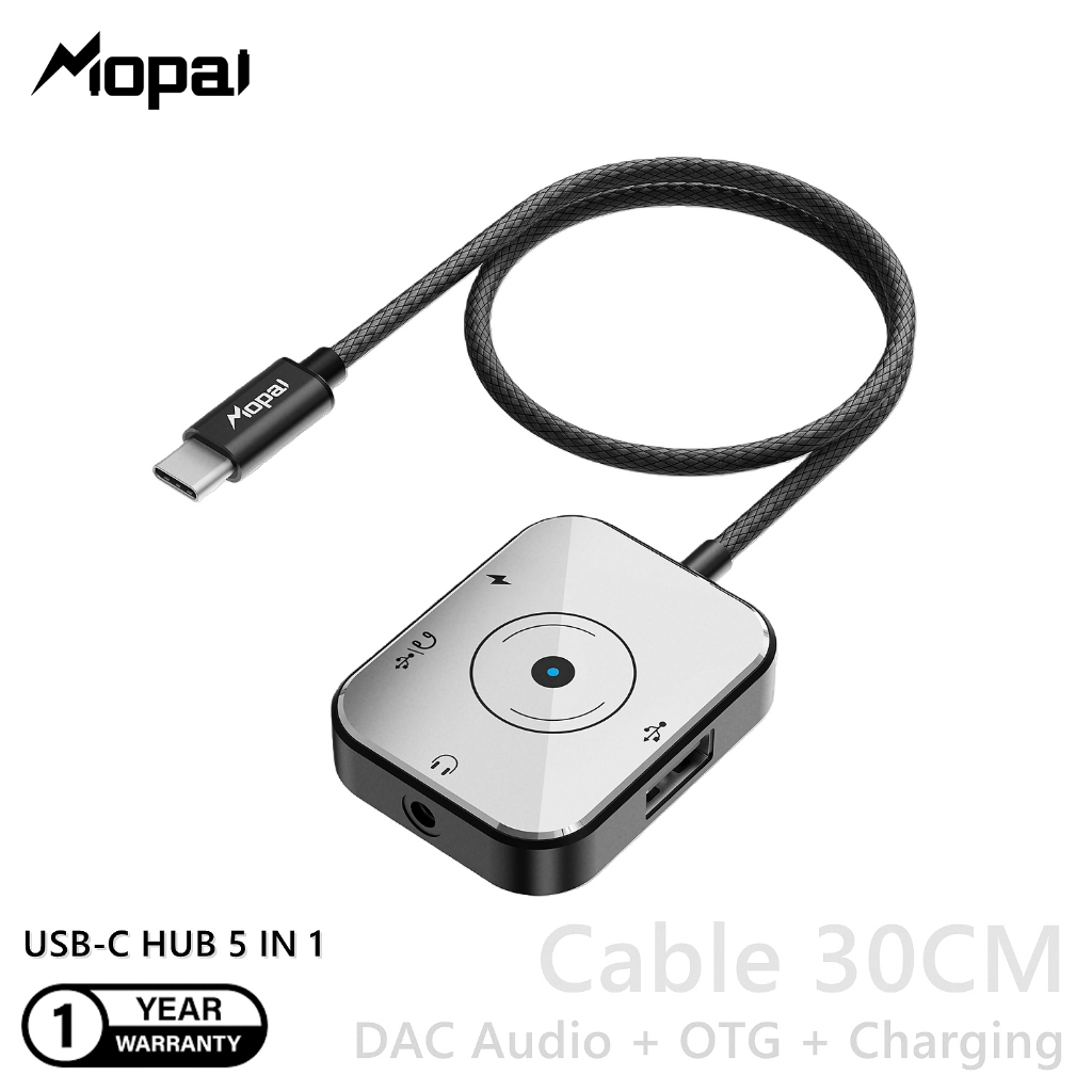 MOPAI - KT540 HUB DAC CHIP TYPE C to Dual TYPE-C + JACK 3.5MM  + USB 3.0 (Otg Transfer data / Headse