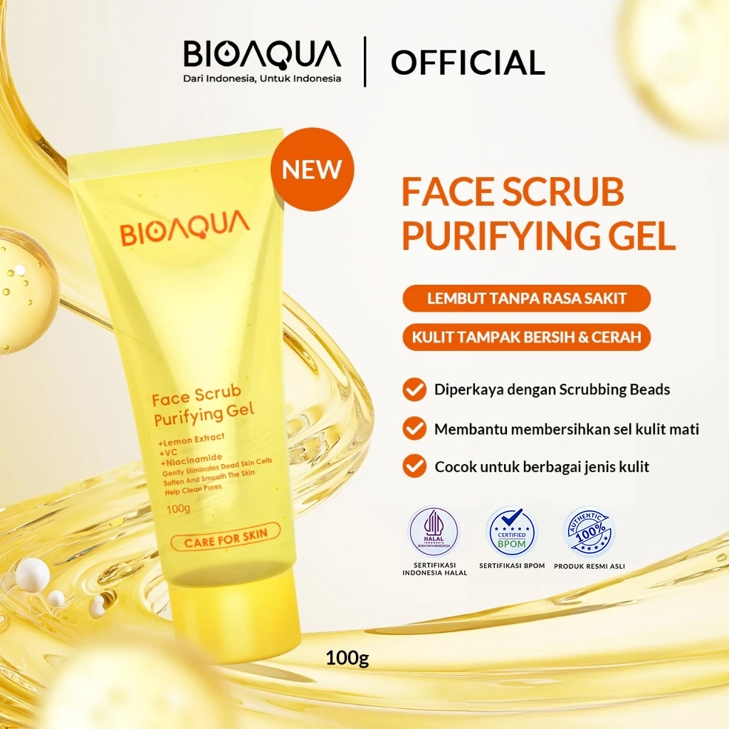 [NEW LAUNCH]-BIOAQUA Face Scrub Purifying Gel 100g Scrub Wajah Facial Exfoliating Gel Wajah