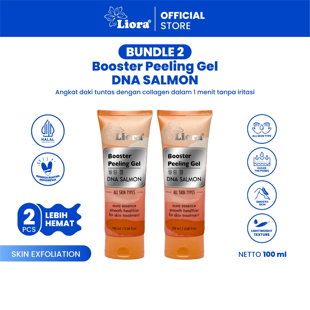 [Bundle Hemat - 2pcs ] LIORA Booster Peeling Gel DNA Salmon 100ML | Gel Perontok Daki dan Ketiak Hit