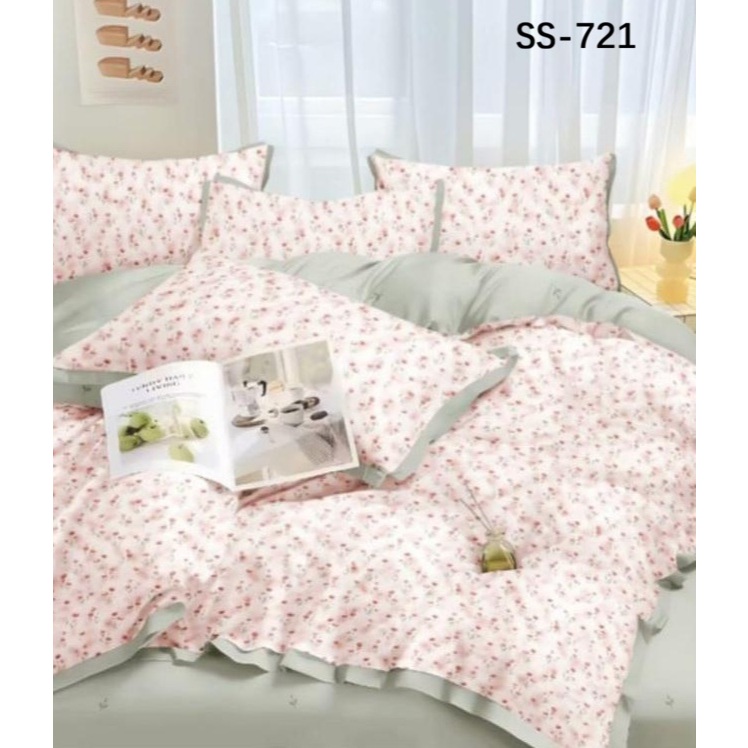 sprei single bahan katun jepang semi reactive kode JSR-721 motif bunga (belum termasuk bed cover)