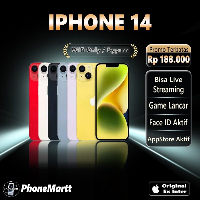 SPayLater IPHONE 14 ONLY WIFI 128GB/256GB SECOND FULLSET Second HandPhone Garansi 1 Bulan