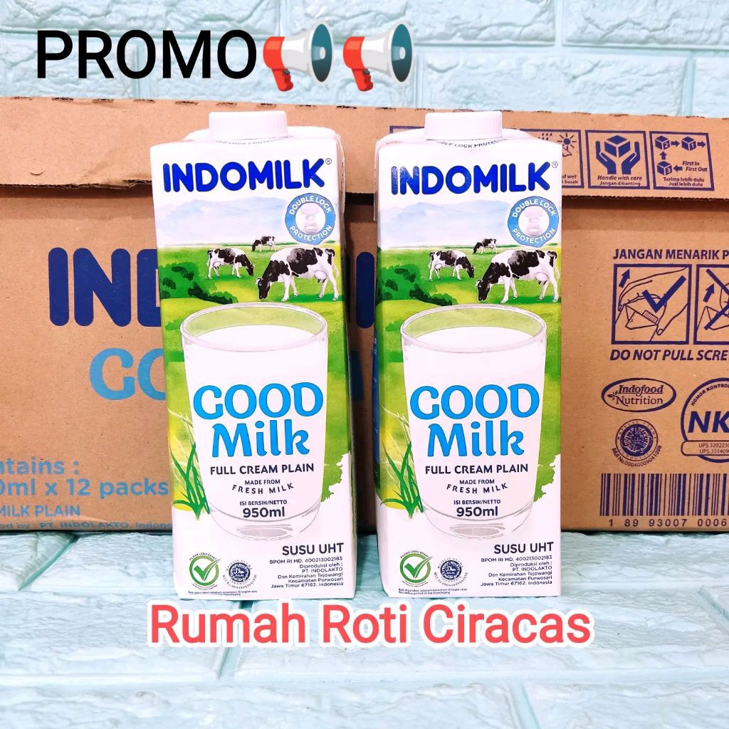 SUSU UHT INDOMILK GOOD MILK FULL CREAM PLAIN 950ML FRESH MILK 950ML
