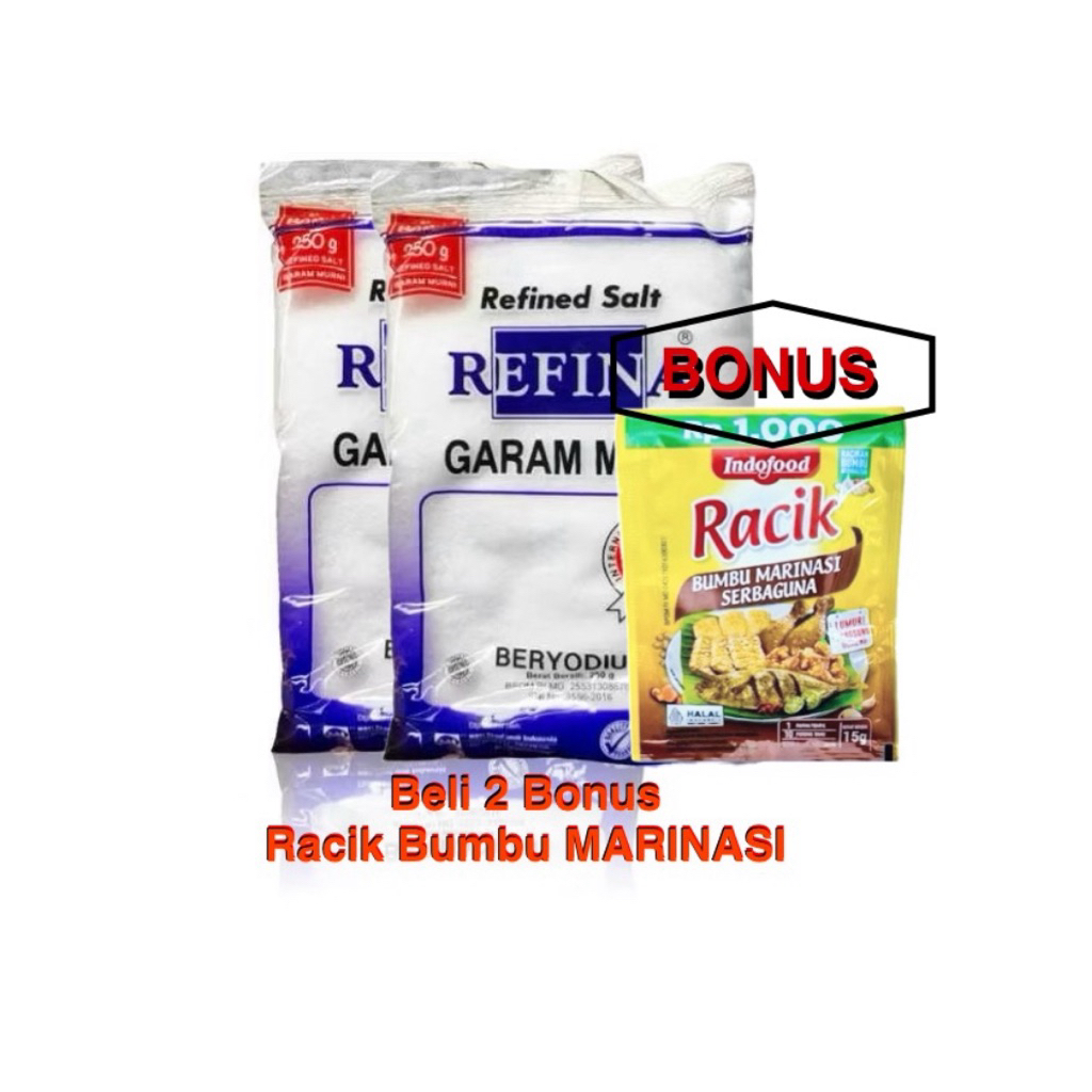 Garam Refina Beryodium Garam Meja 250g Beli 2 Bonus Racik Marinasi