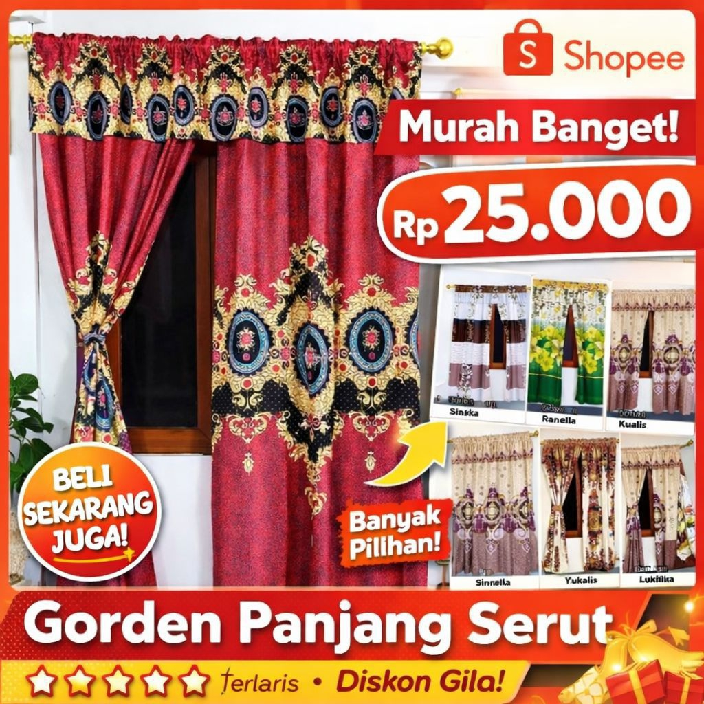 ( BISA COD)Gorden Serut Pintu Gorden Serut Jendela Murah Minimalis Best Seller