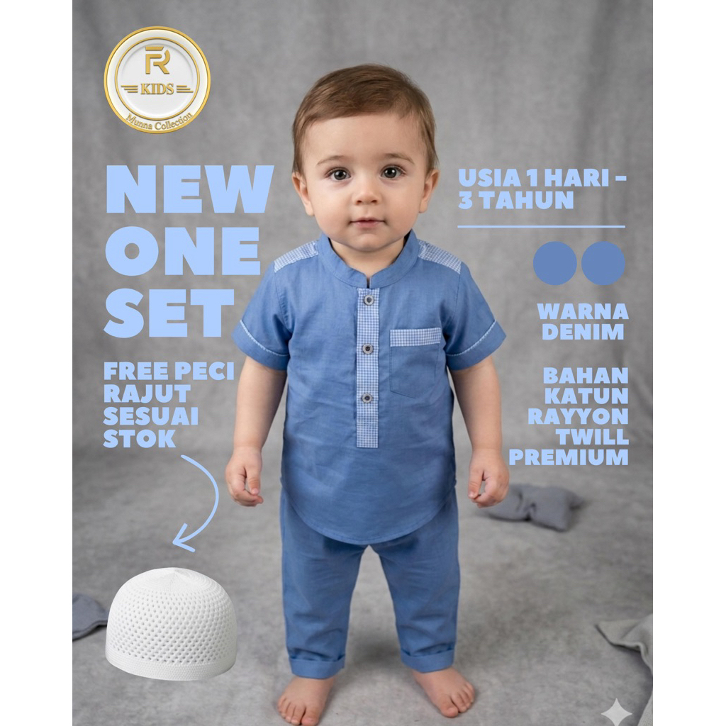 Setelan Koko Bayi/Koko bayi/Koko Anak/baju bayi koko/ free peci rajut