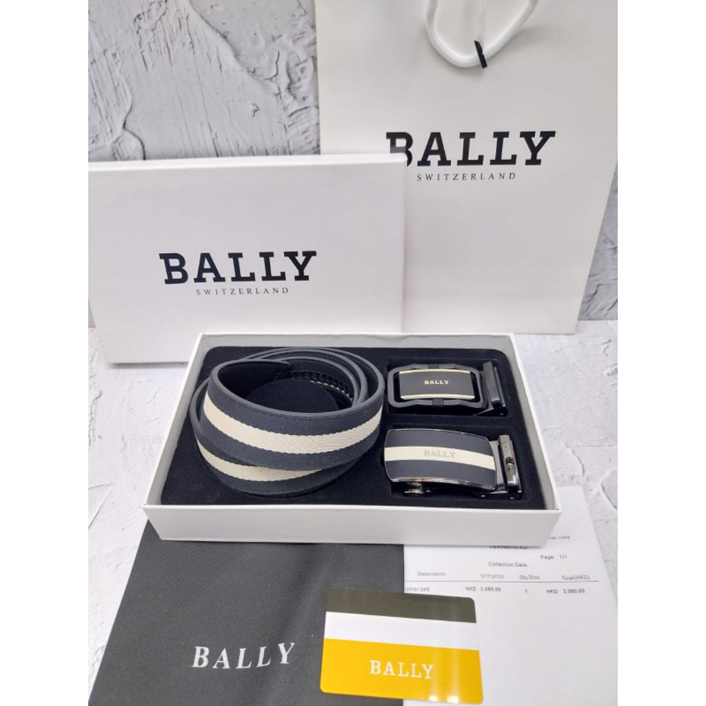 Ikat pinggang pria bally double buckle belt