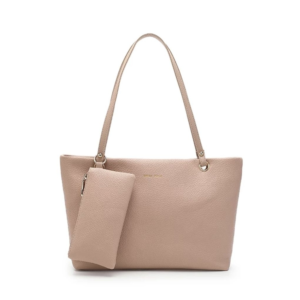 Swiss Polo Tote bag & Pouch warna soft pink
