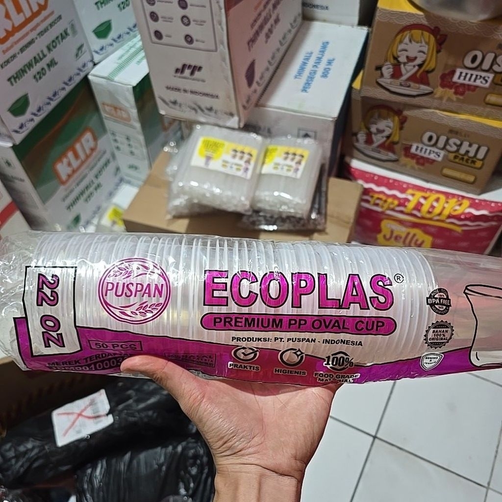 [1DUS=1000PCS] GELAS PLASTIK 22OZ OVAL