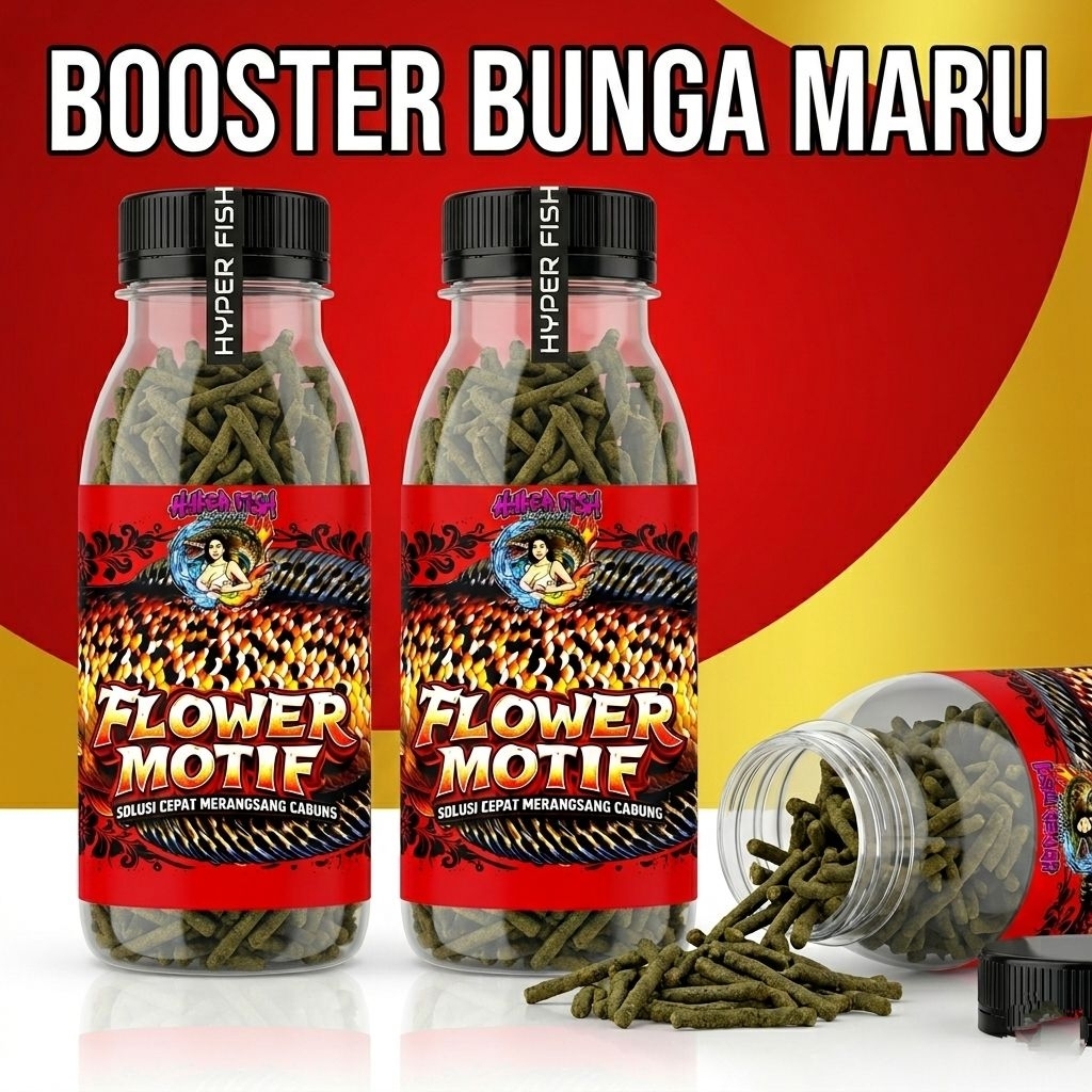 Pelet Bunga Maru Flower Motif 60gr Booster Bunga Maru Red/Yellow