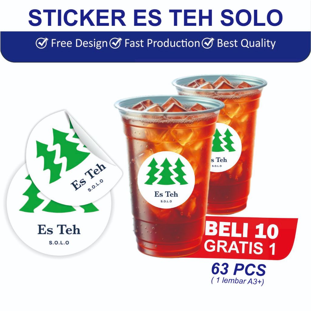63 Pcs Stiker Es Teh Solo