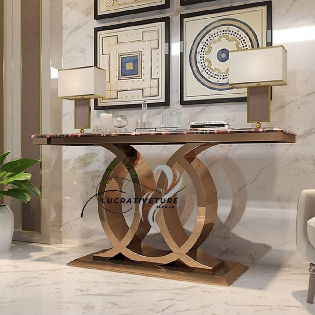 meja konsul  celine / table konsol celine stainless marmer