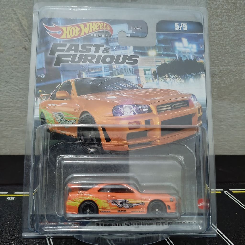 Hot Wheels Fast & Furious Error Lamp Nissan Skyline GT-R (BNR34) Premium Orange Oren