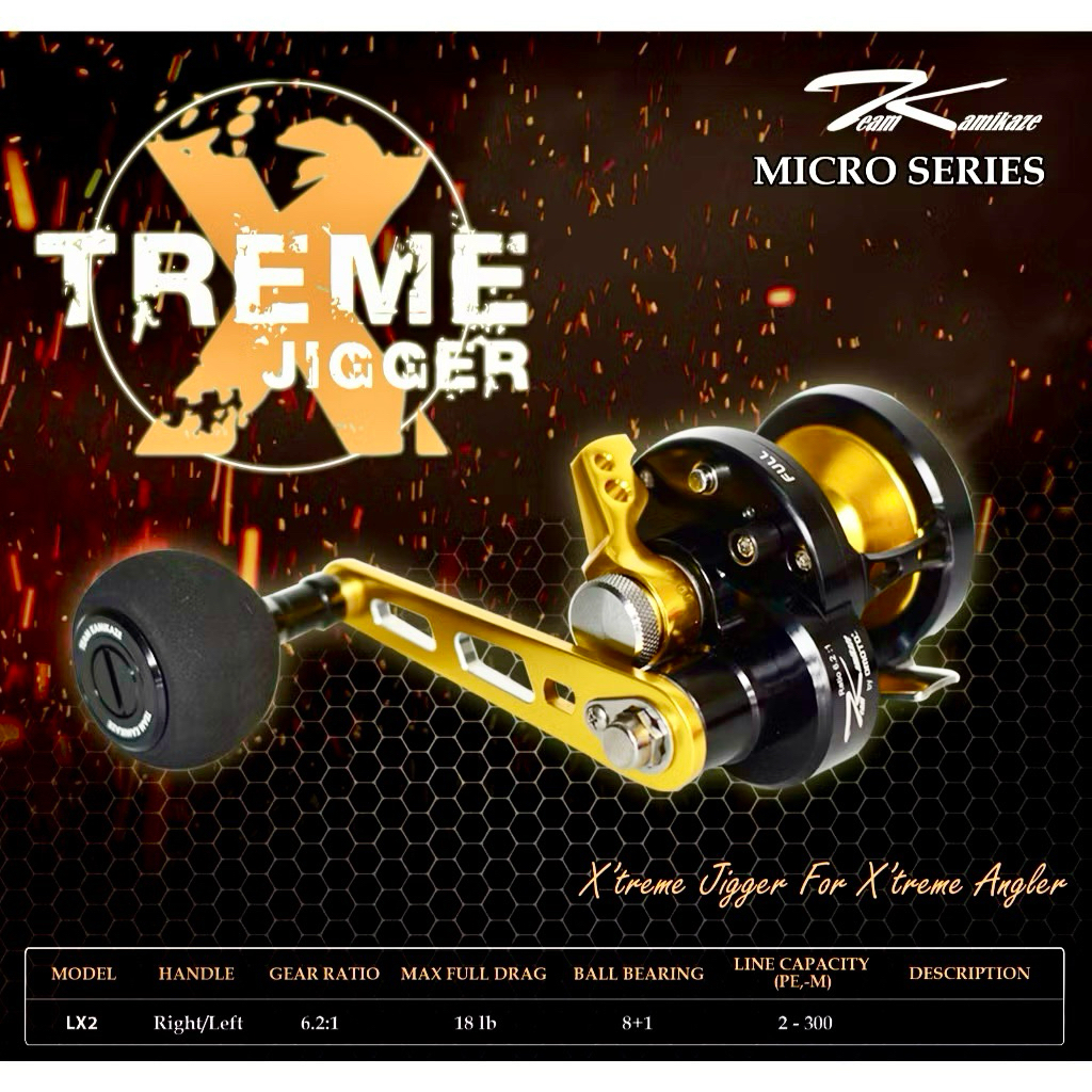 reel overhead OH kamikaze xtreme jigger lx2 micro seris handle kiri