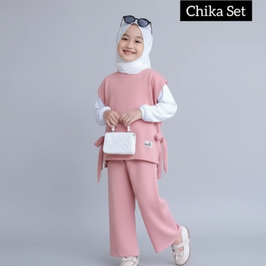 Baju anak perempuan set Chika 3 in 1 ( tanpa kerudung )