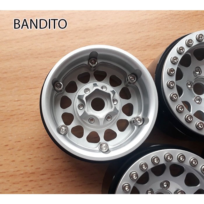 Bandito Velg Beadlock Aluminium V1 Silver 1.9 Wheels SCX10 TRX4 RGT