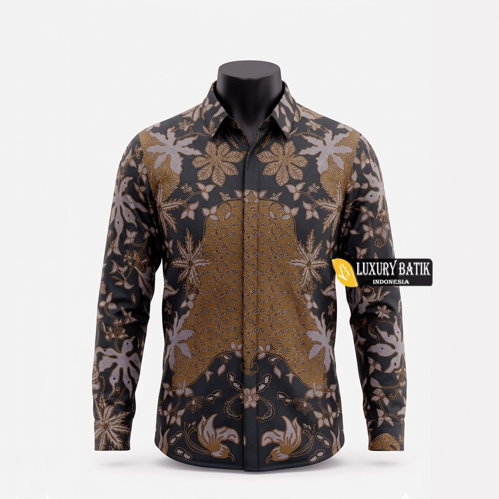 Kemeja Batik Pria Lengan Panjang Slimfit Motif Cakra Luxury Batik