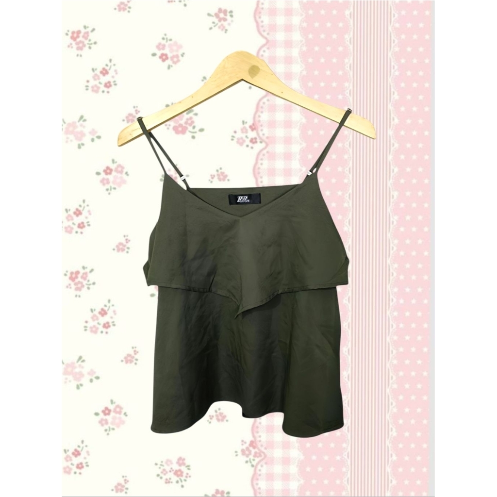 Y2k Ruffle Army Camisole Top Vintage 2000's Style