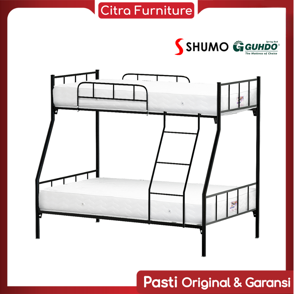 CITRA FURNITURE GUHDO SPRINGBEDXSHUMO Ranjang Besi Bunk Bed Tingkat 90/120 Spring Bed Guhdo Full Set