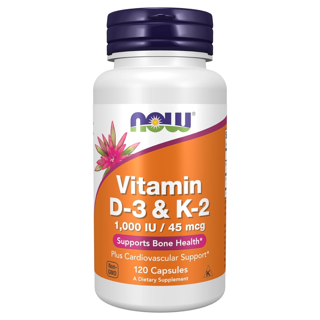 Now Vitamin D-3 1000IU K-2 45mcg K2 / Vitamin D3 K2 120 Capsules