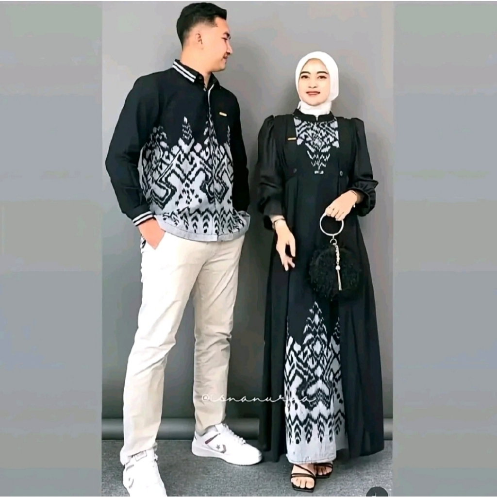 couple tenun dress belinda dress dress tenun kemeja gamis Hitam
