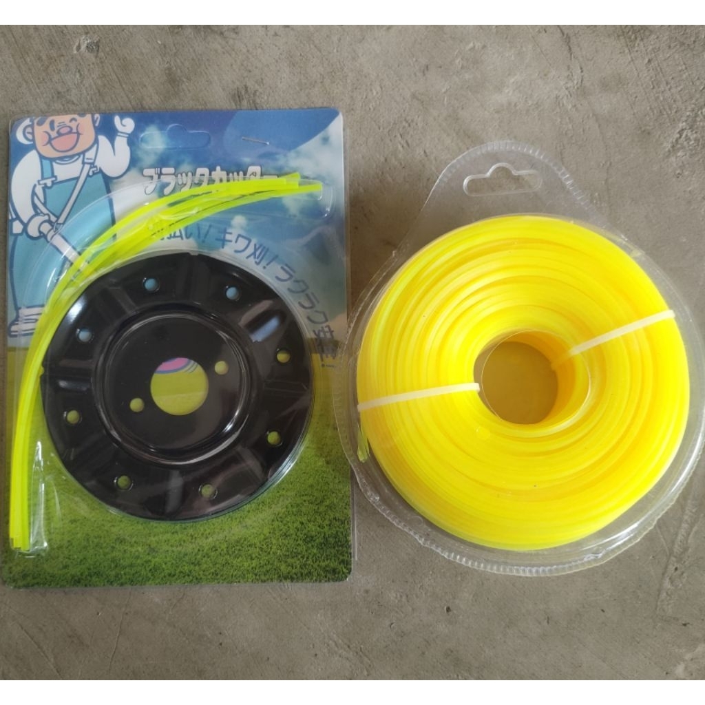 Paket Pisau Plat Nylon dan Senar Nylon 50 Meter Untuk Potong Rumput