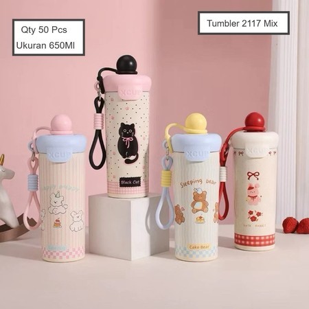 TUMBLER TERMOS KUCING CAT MIAU 600ML / 700ML SUS304 | Botol Thermos Stainless Panas Dingin| tumbler 