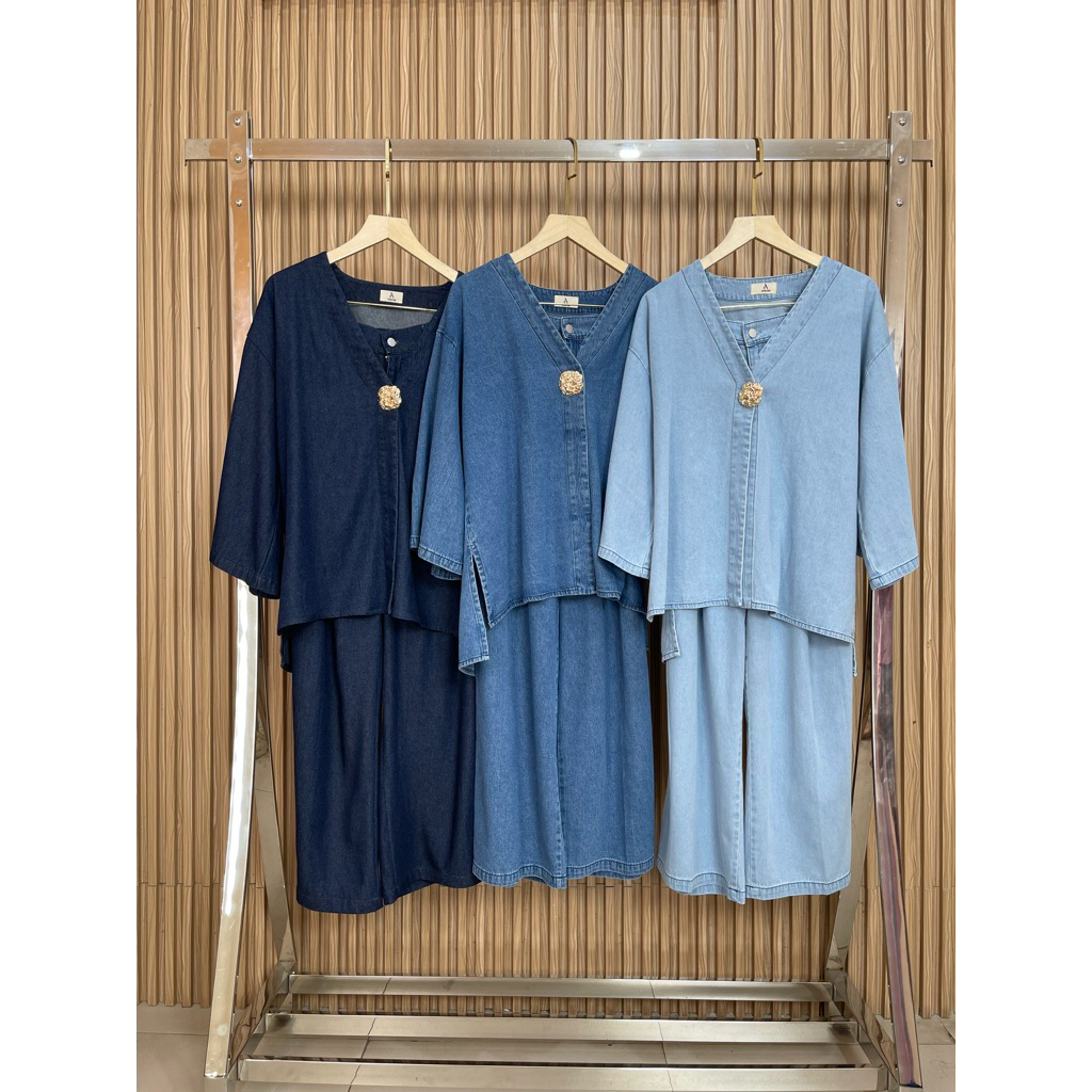 Laluna  Setelan Celana Jeans Wanita