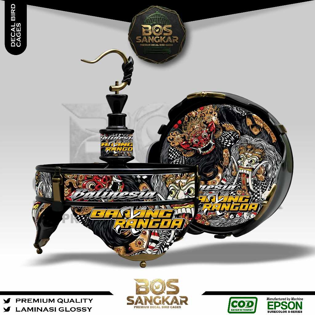 STIKER DECAL SANGKAR BURUNG BUNDAR LINGKARAN LOVE BIRD HELOPET BATMAN CUSTOM BARONG RANGDA BS44