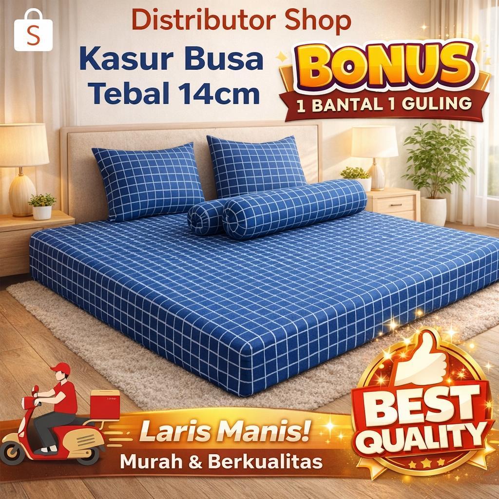 Kasur Busa Spon Tebal 14cm FREE BANTAL GULING kasur tidur murah // Kasur tidur spon super busa kunin